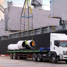 Project logistics with truck carrying concrete